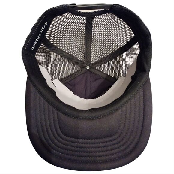 Queens Head Tattoo Apparel Mesh Snapback Trucker Hat, Adjustable, Black/Red/Blue - Picture 6 of 7